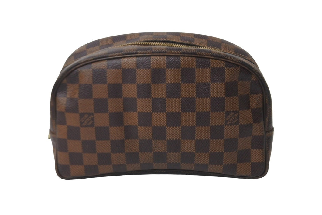 LOUIS VUITTON ルイ ヴィトン ダミエ トゥルース トワレット25 ポーチ N47624 ダミエキャンバス ブラウン 美品 中古 62695