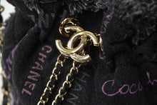 Load image into Gallery viewer, 極美品 CHANEL シャネル 巾着ミニ チェーンショルダーバッグ ランダム デニム ブラックパープル ゴールド金具 中古 62698