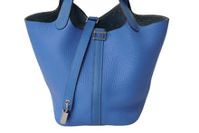 Load image into Gallery viewer, HERMES エルメス ハンドバッグ ピコタンロック PM T刻印 トリヨンクレマンス ブルー系 シルバー金具 美品 中古 62717