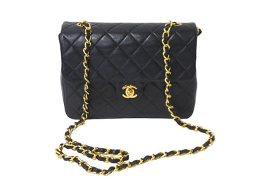 極美品 CHANEL シャネル ミニマトラッセ20 チェーンショルダーバッグ 1番台 ラムスキン ブラック ゴールド金具 中古 62718