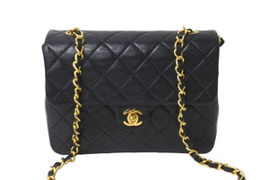 極美品 CHANEL シャネル ミニマトラッセ20 チェーンショルダーバッグ 1番台 ラムスキン ブラック ゴールド金具 中古 62718