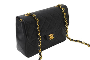 極美品 CHANEL シャネル ミニマトラッセ20 チェーンショルダーバッグ 1番台 ラムスキン ブラック ゴールド金具 中古 62718