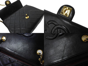 極美品 CHANEL シャネル ミニマトラッセ20 チェーンショルダーバッグ 1番台 ラムスキン ブラック ゴールド金具 中古 62718