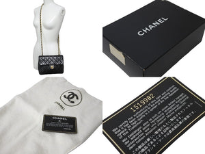極美品 CHANEL シャネル ミニマトラッセ20 チェーンショルダーバッグ 1番台 ラムスキン ブラック ゴールド金具 中古 62718