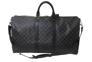 極美品 LOUIS VUITTON ルイヴィトン キーポル バンドリエール55 ボストンバッグ N41413 ダミエグラフィット ブラック 中古 62720