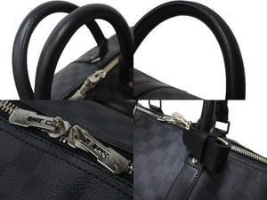 極美品 LOUIS VUITTON ルイヴィトン キーポル バンドリエール55 ボストンバッグ N41413 ダミエグラフィット ブラック 中古 62720