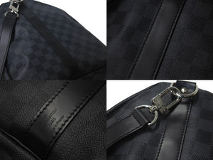 極美品 LOUIS VUITTON ルイヴィトン キーポル バンドリエール55 ボストンバッグ N41413 ダミエグラフィット ブラック 中古 62720