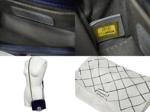 CHANEL シャネル ミニボーイシャネル チェーンショルダーバッグ ベロア 17番台 ネイビー シルバー金具 美品 中古 62722
