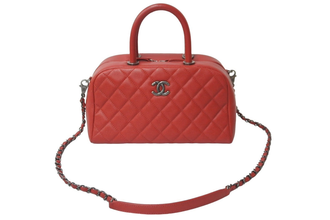 極美品 CHANEL シャネル トップハンドル 26 2WAY ハンドバッグ 23番台 キャビアスキン レッド ショルダー ココマーク 中古 62723