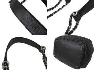 CHANEL シャネル ショルダーバッグ 巾着 チェーンショルダー 11番台 ココマーク ブラック レザー シルバー金具 美品 中古 62726