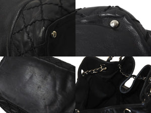 CHANEL シャネル ショルダーバッグ 巾着 チェーンショルダー 11番台 ココマーク ブラック レザー シルバー金具 美品 中古 62726