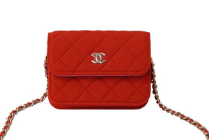 新品同様 CHANEL シャネル ショルダーバッグ ポシェット ミニミニマトラッセ コットン チェーンショルダー ゴールド金具 中古 62727