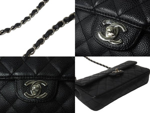 極美品 CHANEL シャネル イーストウエスト ショルダーバッグ キャビアスキン 11番台 黒×シルバー 中古 62731