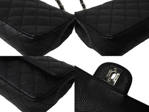 極美品 CHANEL シャネル イーストウエスト ショルダーバッグ キャビアスキン 11番台 黒×シルバー 中古 62731
