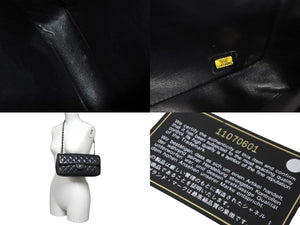 極美品 CHANEL シャネル イーストウエスト ショルダーバッグ キャビアスキン 11番台 黒×シルバー 中古 62731
