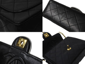 CHANEL シャネル ヴィンテージ ミニマトラッセチェーンショルダーバッグ19cm 1番台 ブラック ホワイト バイカラー 美品 中古 62732
