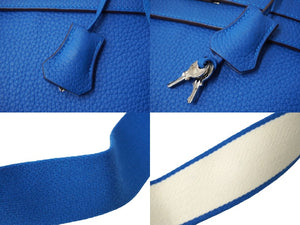 極美品 HERMES エルメス ケリー32 内縫い ミコノス ブルー ◻︎O刻印 トリヨンクレマンス シルバー金具 ハンドバッグ 中古 62733