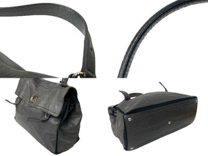 YVES SAINT LAURENT イヴサンローラン ミューズトゥ ハンドバッグ グレー レザー ワンショルダー 229563 良品 中古 62740 