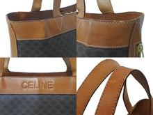 Load image into Gallery viewer, CELINE セリーヌ トートバッグ マカダム柄 トリオンフ ブランドロゴ型押し PVC レザー ブラウン ゴールド金具 良品 中古 62743
