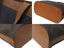 Load image into Gallery viewer, CELINE セリーヌ トートバッグ マカダム柄 トリオンフ ブランドロゴ型押し PVC レザー ブラウン ゴールド金具 良品 中古 62743