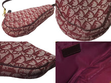 Load image into Gallery viewer, Christian DIor クリスチャンディオール トロッター柄 サドル ポーチ バーガンディー ワンショルダー MC0063 美品 中古 62745