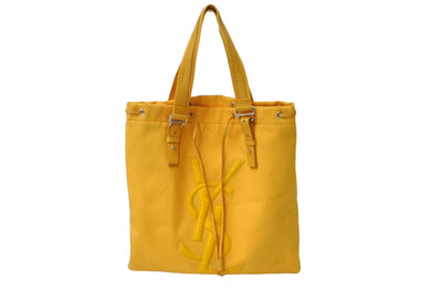 YVES SAINT LAURENT イヴ サンローラン トートバッグ リヴゴーシュ カハラ レザー キャンバス イエロー121631 美品 中古 62746 