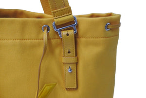 YVES SAINT LAURENT イヴ サンローラン トートバッグ リヴゴーシュ カハラ レザー キャンバス イエロー121631 美品 中古 62746 