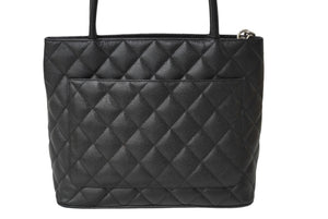 CHANEL シャネル ハンドバッグ 復刻トート キャビアスキン マトラッセ ココマーク 6番台 シルバー金具 美品 中古 62750