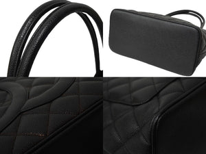 CHANEL シャネル ハンドバッグ 復刻トート キャビアスキン マトラッセ ココマーク 6番台 シルバー金具 美品 中古 62750