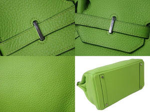 極美品 激レア HERMES エルメス バーキン40 アップルグリーン トリヨンクレマンス 40cm □G シルバー金具 ハンドバッグ 中古 62751