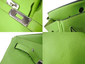 極美品 激レア HERMES エルメス バーキン40 アップルグリーン トリヨンクレマンス 40cm □G シルバー金具 ハンドバッグ 中古 62751