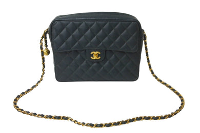極美品 CHANEL シャネル ビジューチェーンショルダーバッグ マトラッセ 玉付きキャビアスキン 3番台 グリーン 中古 62752