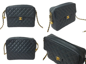 極美品 CHANEL シャネル ビジューチェーンショルダーバッグ マトラッセ 玉付きキャビアスキン 3番台 グリーン 中古 62752
