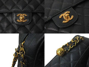 極美品 CHANEL シャネル ビジューチェーンショルダーバッグ マトラッセ 玉付きキャビアスキン 3番台 グリーン 中古 62752