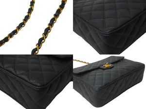 極美品 CHANEL シャネル ビジューチェーンショルダーバッグ マトラッセ 玉付きキャビアスキン 3番台 グリーン 中古 62752
