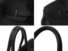 Load image into Gallery viewer, HERMES エルメス ハンドバッグ バーキン 35 ◻︎H刻 シルバー金具 トリヨンクレマンス ブラック 黒 美品 中古 62757