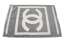 Load image into Gallery viewer, CHANEL シャネル ビーチタオル バスタオル ココマーク スポーツライン コットン グレーホワイト 美品 中古 62764