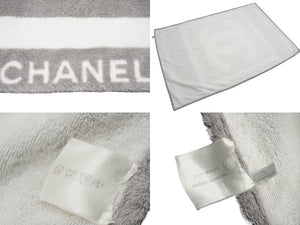 CHANEL シャネル ビーチタオル バスタオル ココマーク スポーツライン コットン グレーホワイト 美品 中古 62764