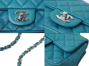 CHANEL シャネル ショルダーバッグ ミニマトラッセ マトラッセ 17cm ラムスキン グリーン系 シルバー金具 20番台 中古 62788