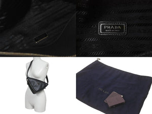 新品同様 23年 PRADA プラダ ショルダーバッグトライアングル ブラック ハンドバッグ ウエスト サフィアーノレザー 2VL039 中古 62789
