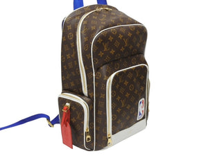 極美品 LOUISVUITTON ルイ ビー シルエット × NBA エヌエー バックパックNV リュック M45581 モノグラム ブラウン ブルー ホワイト 中古 4b006279 