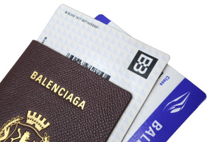 新品未使用品 BALENCIAGA バレンシアガ パスポートロングウォレット2チケット 7877772AA3R6027 ホワイト ブラック ブルー 62794