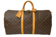 Load image into Gallery viewer, LOUIS VUITTON ルイヴィトン キーポル 55 ボストンバッグ モノグラムキャンバス M41424 ブラウン PVC ヌメ革 良品 中古 62805