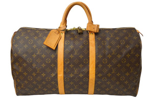 LOUIS VUITTON ルイヴィトン キーポル 55 ボストンバッグ モノグラムキャンバス M41424 ブラウン PVC ヌメ革 良品 中古 62805