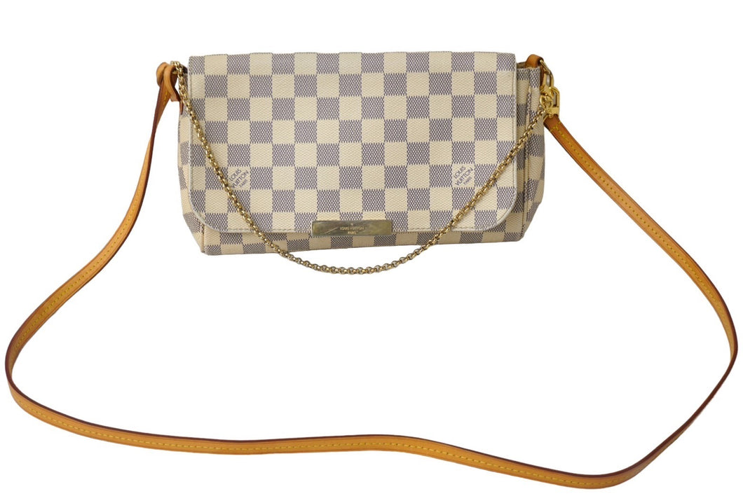 LOUIS VUITTON ルイヴィトン ショルダーバッグ N41277 フェイボリットPM ダミエ アズール ホワイト ゴールド金具 美品 中古 62812