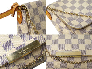LOUIS VUITTON ルイヴィトン ショルダーバッグ N41277 フェイボリットPM ダミエ アズール ホワイト ゴールド金具 美品 中古 62812