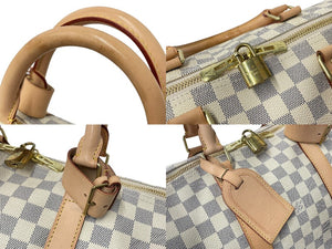 新品同様 LOUIS VUITTON ルイヴィトン ボストンバッグ キーポル50 ダミエアズール N41430 ホワイト 中古 62819