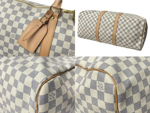 新品同様 LOUIS VUITTON ルイヴィトン ボストンバッグ キーポル50 ダミエアズール N41430 ホワイト 中古 62819