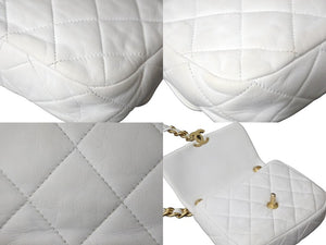 CHANEL シャネル マトラッセ ショルダーバッグ チェーン ココマーク ランダム番台 ホワイト レザー ゴールド金具 美品 中古 62821