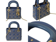 Load image into Gallery viewer, Christian Dior クリスチャンディオール レディディオール ハンドバッグ 2way 星 ブルー レザー ゴールド金具 美品 中古 62822
